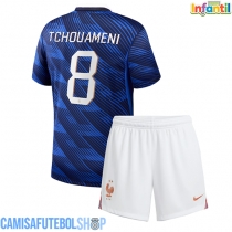 Camisa de time de futebol França Aurelien Tchouameni #8 Replicas 1º Equipamento Infantil Mundo 2026 Manga Curta (+ Calças curtas)